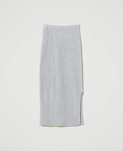 Midi-Strickrock Aus Wolle-Lurex-Mischung