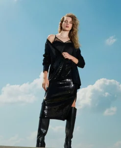 Midi-Strickrock Mit Alloverpailletten