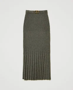 Midi-Strickrock Mit Lurex