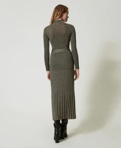 Midi-Strickrock Mit Lurex