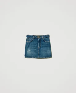 Mini-Jeansrock Mit Gürtel