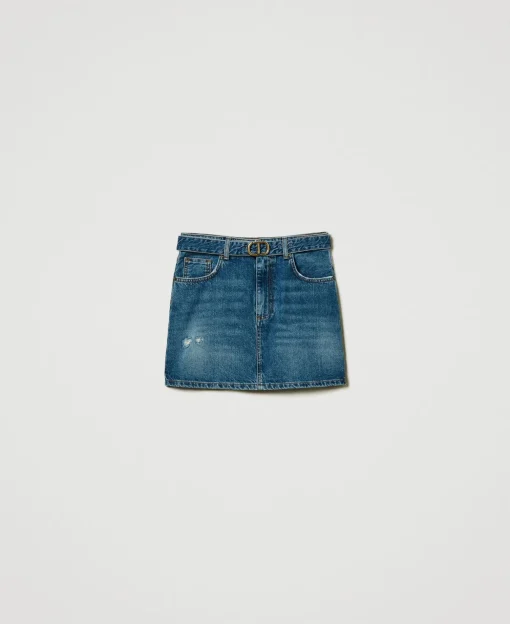 Mini-Jeansrock Mit Gürtel