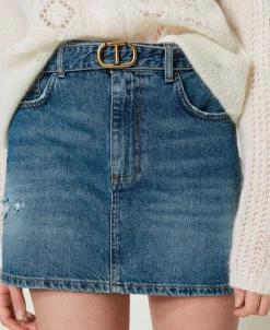 Mini-Jeansrock Mit Gürtel