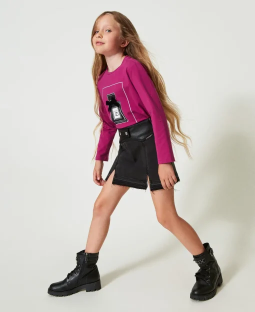Mini-Jeansrock Mit Schlitzen
