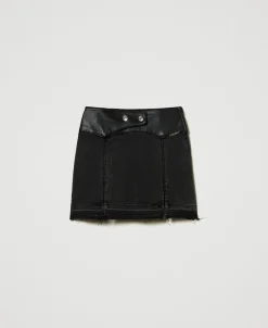 Mini-Jeansrock Mit Schlitzen
