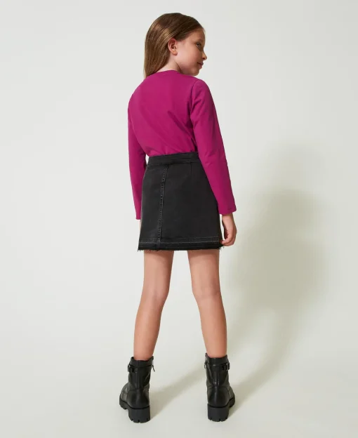 Mini-Jeansrock Mit Schlitzen
