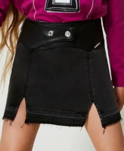 Mini-Jeansrock Mit Schlitzen