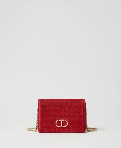 Mini-Umhängetasche Aus Satin Mit Strass