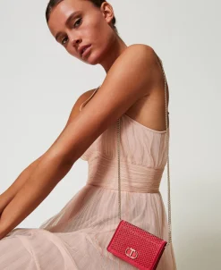 Mini-Umhängetasche Aus Satin Mit Strass