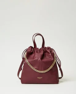 Mittelgroßer Shopper Aus Leder Mit Tunnelzug