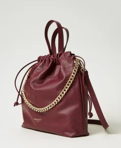 Mittelgroßer Shopper Aus Leder Mit Tunnelzug