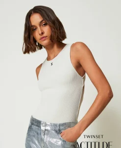 MYFO Body Mit Rippenmuster Und Logo