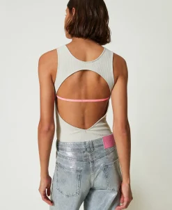 MYFO Body Mit Rippenmuster Und Logo