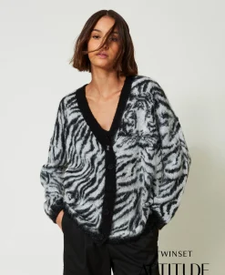 MYFO Cardigan Aus Animal-Jacquard