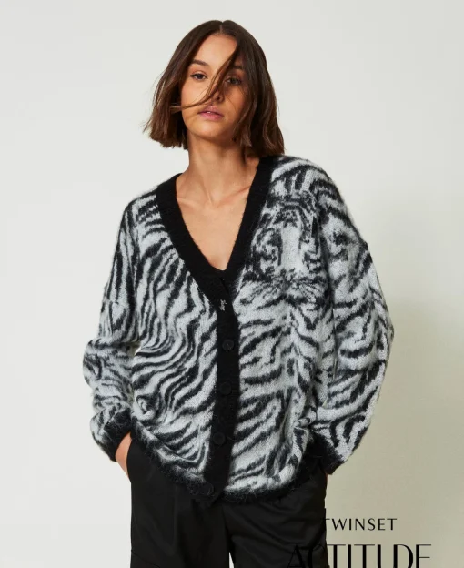 MYFO Cardigan Aus Animal-Jacquard