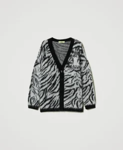 MYFO Cardigan Aus Animal-Jacquard