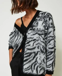 MYFO Cardigan Aus Animal-Jacquard