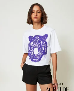 MYFO Kasten-T-Shirt Mit Print Und Pailletten