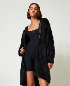 MYFO Kurz-Jumpsuit Mit Rippenmuster Und Logo
