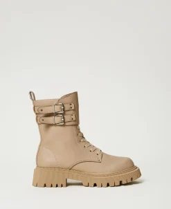 MYFO Schnürstiefelette Mit Zwei Riemen