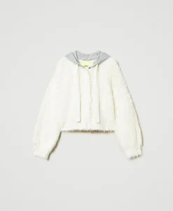 MYFO Strickbomberjacke Mit Kapuze