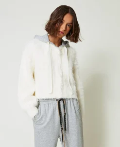 MYFO Strickbomberjacke Mit Kapuze