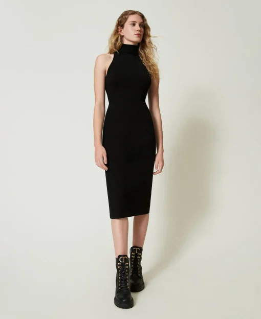 Neckholder-Midikleid Aus Gestrick