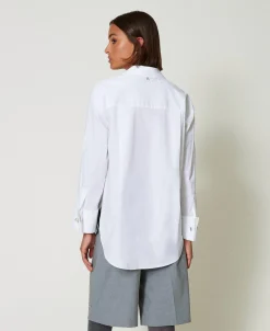 Oversized Popelinehemd Mit Stickereien