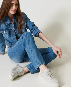 Perforierter Sneaker Mit Logo