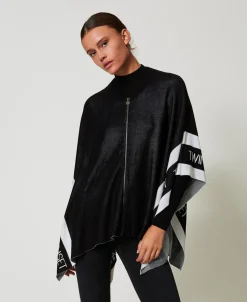 Poncho Aus Jacquard-Strick Mit Logos