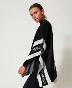 Poncho Aus Jacquard-Strick Mit Logos