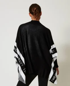 Poncho Aus Jacquard-Strick Mit Logos