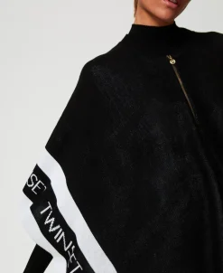Poncho Aus Jacquard-Strick Mit Logos