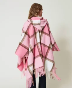 Poncho Aus Tuch Mit Fransen