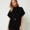 Poncho-Pullover Mit Rippenmuster