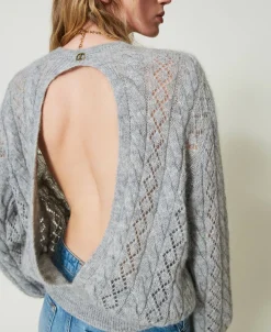 Pullover Aus Mohairmischung Mit Zöpfen Und Cut-out