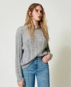 Pullover Aus Mohairmischung Mit Zöpfen Und Cut-out