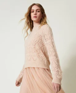 Pullover Aus Mohairmischung Mit Mustermix