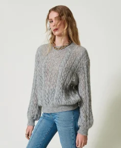 Pullover Aus Mohairmischung Mit Zöpfen Und Cut-out