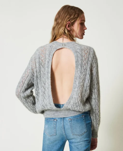Pullover Aus Mohairmischung Mit Zöpfen Und Cut-out