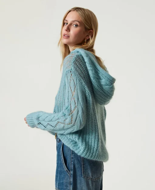 Pullover Aus Wolle Und Mohair Mit Kapuze
