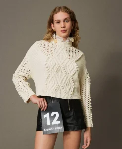 Pullover Aus Wollmischung Mit Mustermix