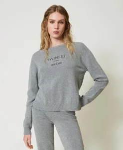 Pullover Aus Wollmischung Mit Sticklogo