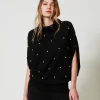 Pullover Aus Wollmischung Mit Aufgestickten Perlen