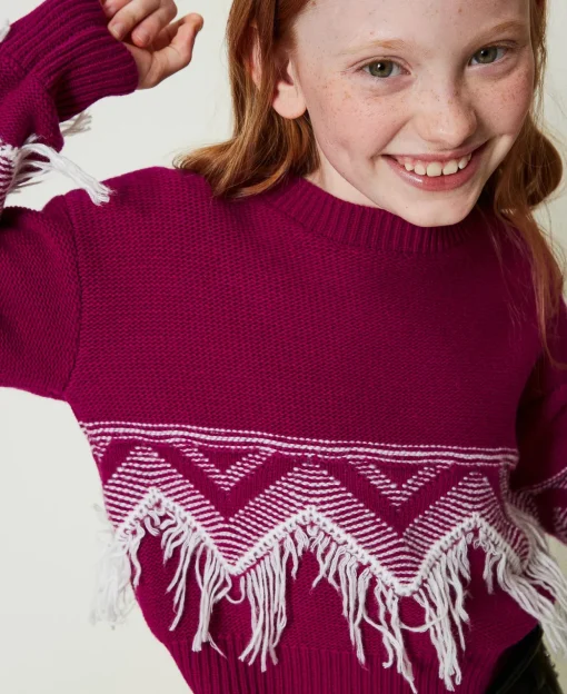 Pullover Aus Wollmischung Mit Fransen