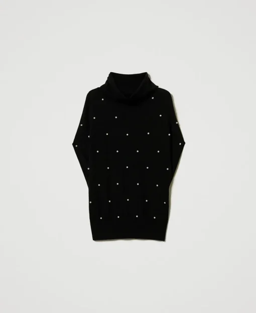 Pullover Aus Wollmischung Mit Aufgestickten Perlen