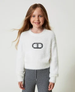 Pullover In Pelzoptik Mit „Oval T“-Logo