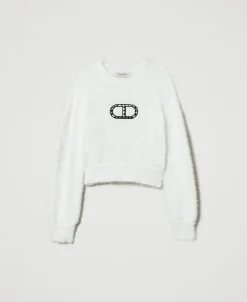 Pullover In Pelzoptik Mit „Oval T“-Logo