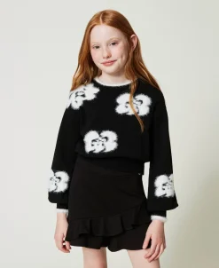 Pullover Mit Blumenintarsien