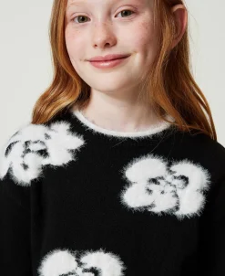 Pullover Mit Blumenintarsien